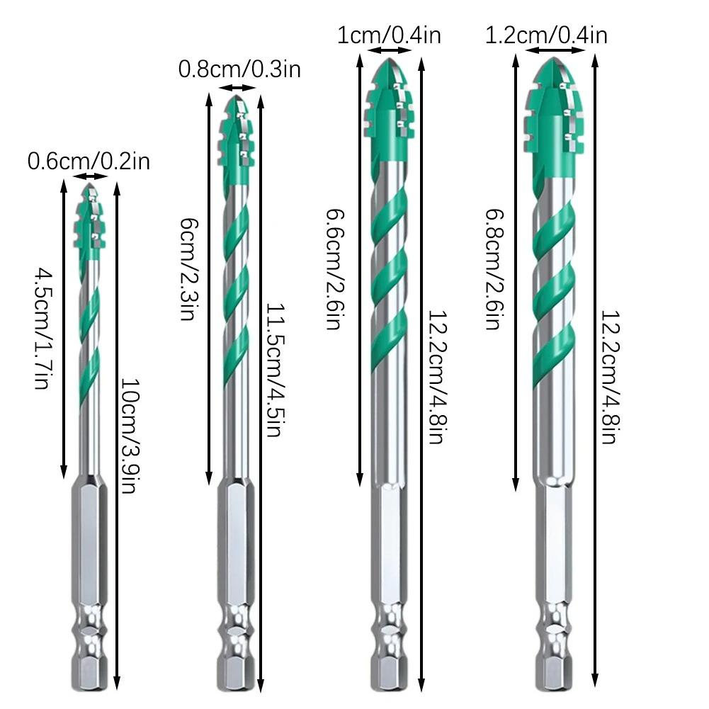 Upgraded 6/8/10/12mm Set Four-edged Sawtooth Drill Bit For Tile Drilling and Concrete Special Electric Drill Hardness Drill Bit