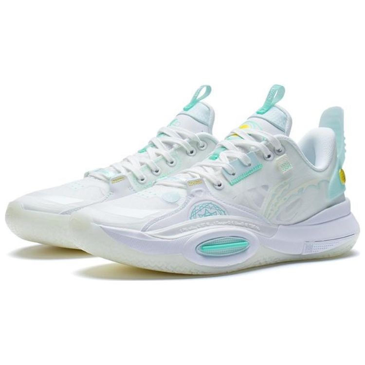 Li-Ning All City 10 V1 Yuan Shen Shock-Absorption Non-Slip Wear-Resistant Low-Top Basketball Shoes Men Sneaker White Green ABAS079-1