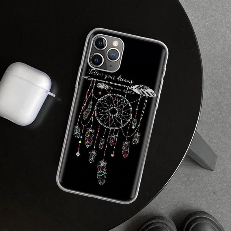 Retro Feather Dreamcatcher Phone Case Cover for iPhone 11 12 13 Mini 14 15 Plus 16 Pro Max 17 Air 7 8 + SE Art Customized Fundas