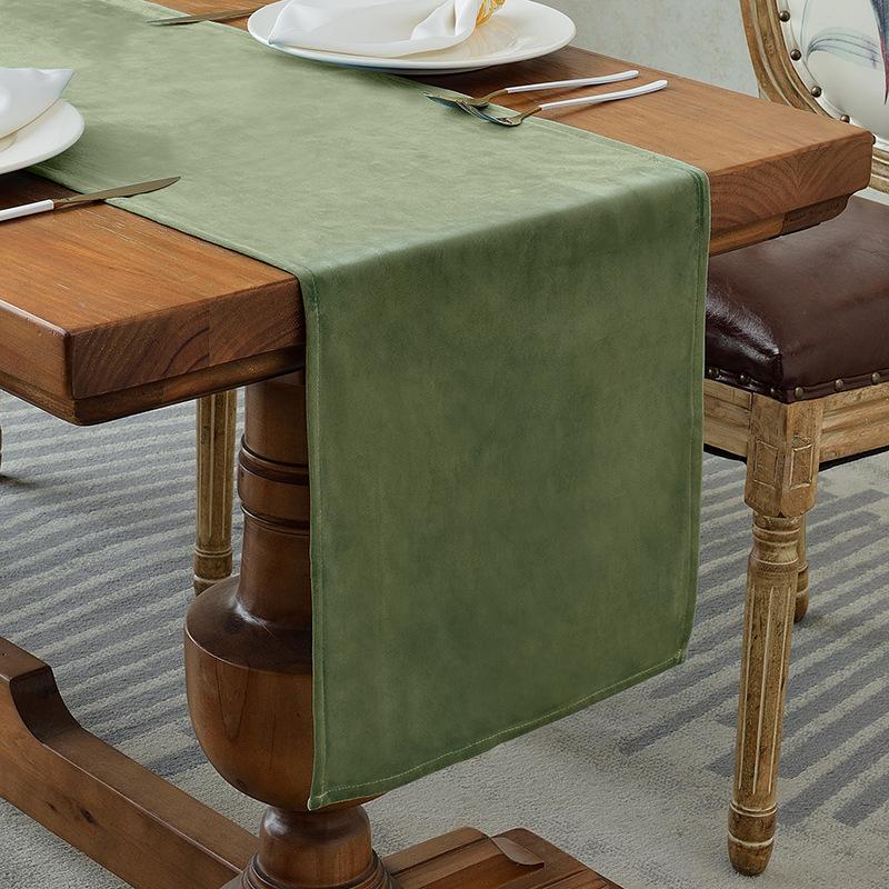 35*180CM Luxury Velvet Table Runner,Washable Green Dining Table Decoration For Farmhouse Table Dresser Wedding Party Home