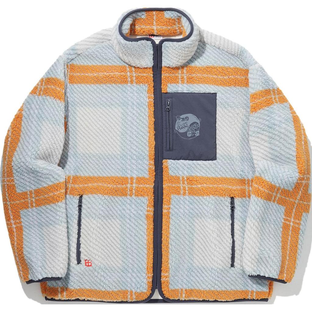 Li Ning Skateboard Series Fleece Stand Collar Zip Casual Long Sleeve Hoodie Men hoodies Light-Blue Plaid AWDUE05-1