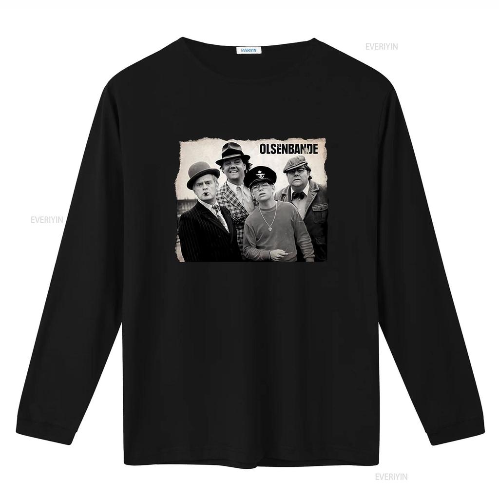 Classic Olsenbande Egon Benny Kjeld Børge Yvonne Black T Shirt 552 Retro Movie Gang Style Cotton Fashionable Print for Fans