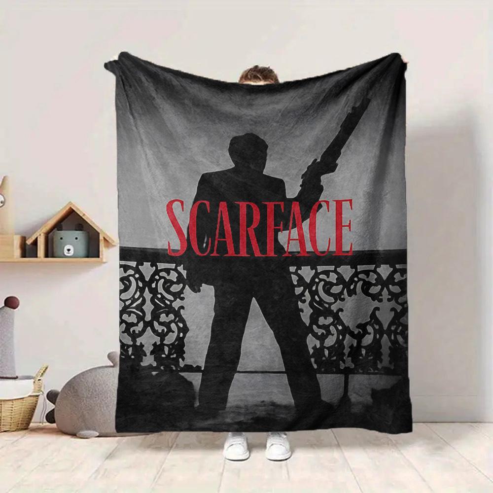 1pc Scarface Soft Comfortable Blanket Digital Print, All Season Multipurpose Knit Fabric Bedding, Office, Sofa Home Decor Blanket