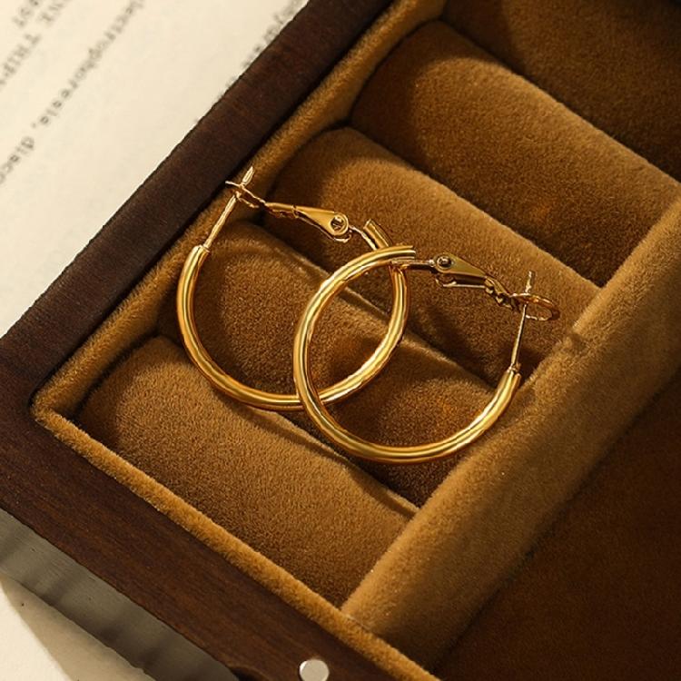 Stainless Steel Round Earrings Stylish Hoop Earring Women Girl Geometric Earwear