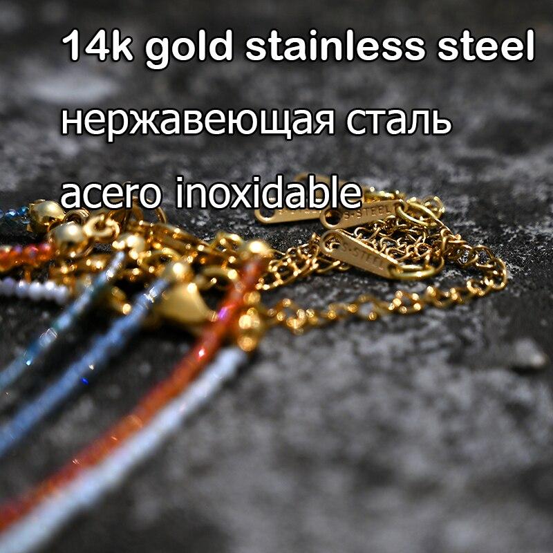 Stainless Steel Crystal Necklace for Women Ice Beads Star Sunflower Heart Choker Fashion Jewelry Boho Streetwear Collier Femme