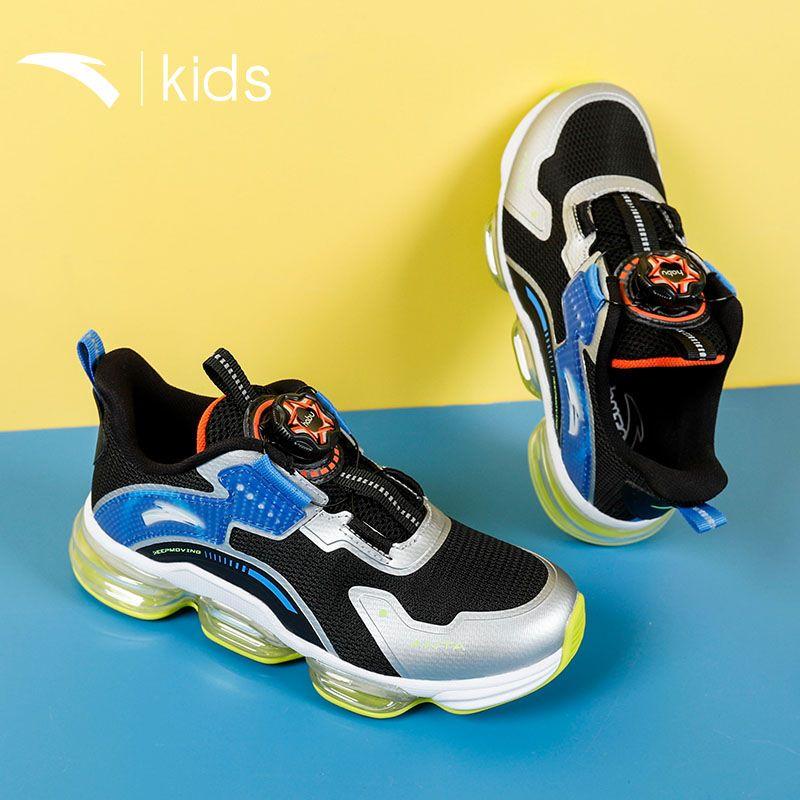 Anta Comfortable Casual Non-Slip Wear-Resistant Breathable Lightweight Low-Top Running Shoes Kids Sneakers Black Silver 312219901-2