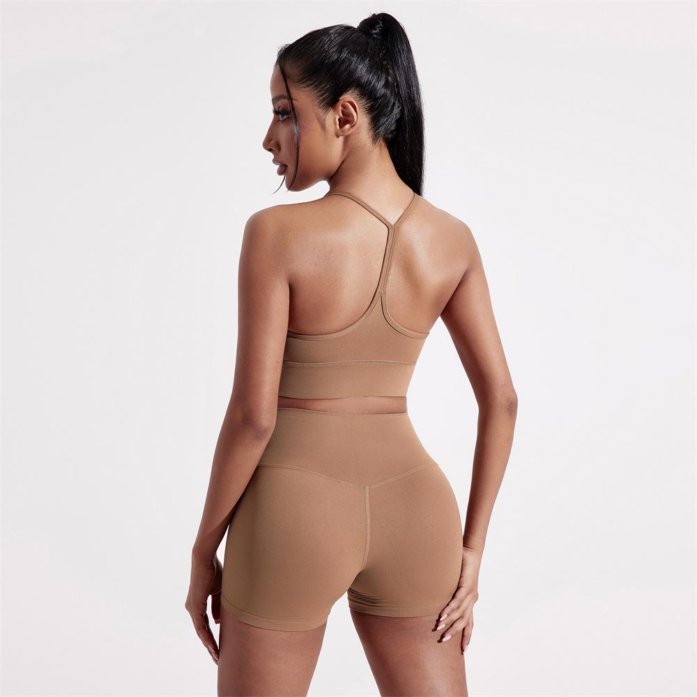 

Комплект для фитнеса из двух предметов: Спортивный бюстгальтер Y-образной спинкой и шорты для йоги с ощущением обнаженности Medium