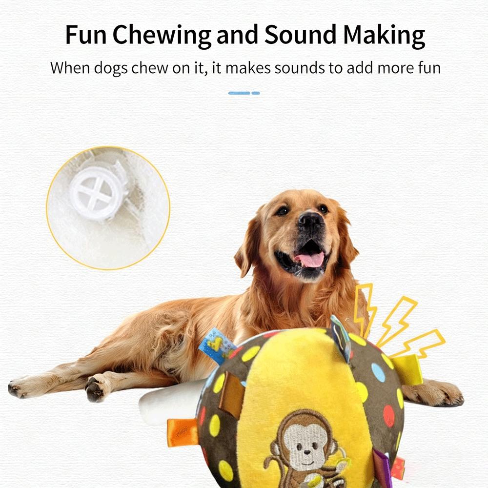 Pet soccer bell dog toy ball for dogs to entertain themselves, relieve boredom, chew, with plush leather ball pet toy