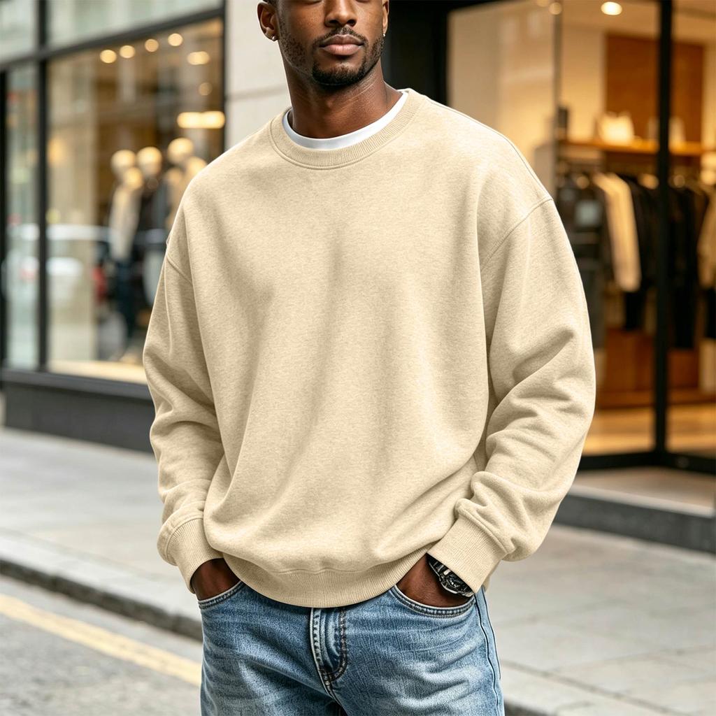 Herren Sweatshirt mit Rundhalsausschnitt und langen Ärmeln, lässiger Pullover für den Alltag