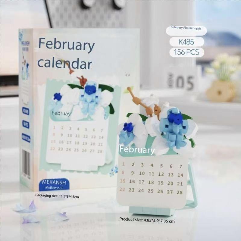 Non-Toxic Succulent Plant Building Blocks 3D Puzzle Calendar - Educational Stem Toys For Children Kids Students Creative Desktop Decor