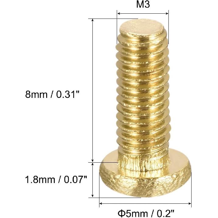uxcell Brass Machine Screws, M3x8mm Phillips Pan Head Fastener Bolts for Furniture, Office Equipment, Electronics 16Pcs