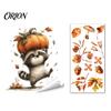 Reusable Animal Wall Decals for Windows Autumn Static Window Sticker with Cute Animals & Maple Leaves, Removable Harvest Self Adhesive Glass Stickers