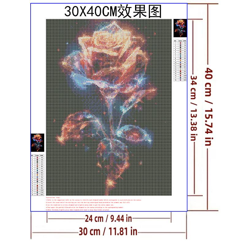 5d DIY Diamond Painting Cross Stitch Colorful Crystal Rose Flower Diamond Embroidery Mosaic Full Round Drill Home Decor Arts