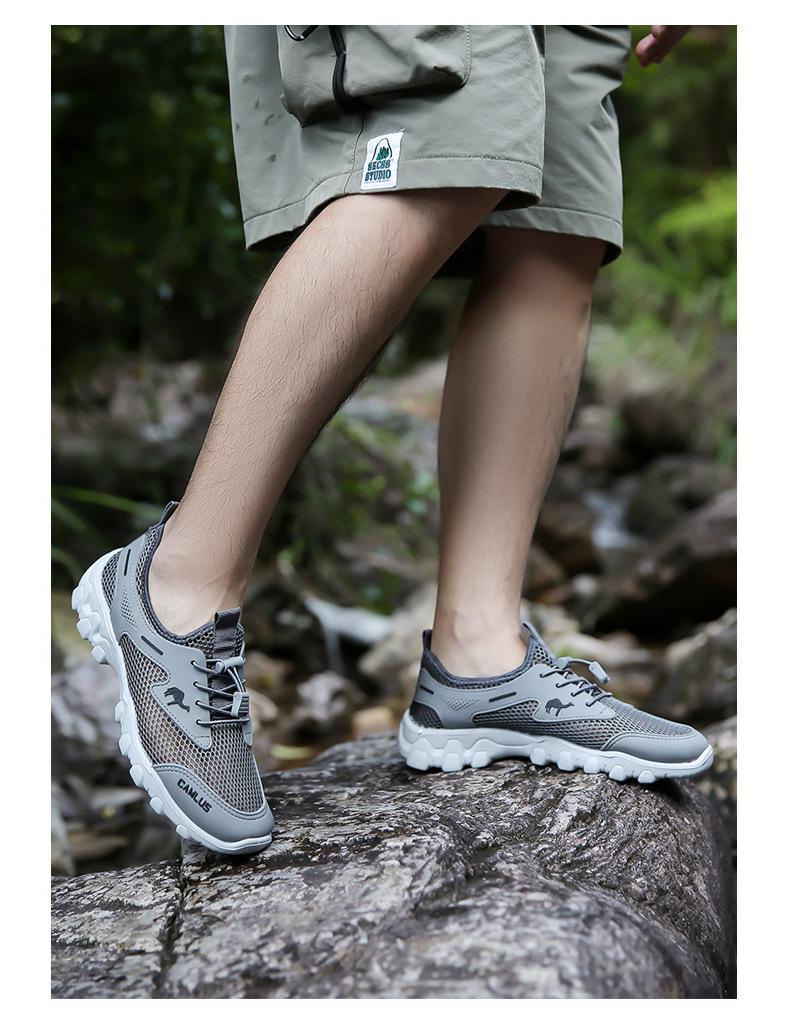 Pantofi de drumeție cu plasă respirabilă de vară pentru bărbați - Încălțăminte sportivă ocazională, anti-alunecare, rezistentă la uzură.