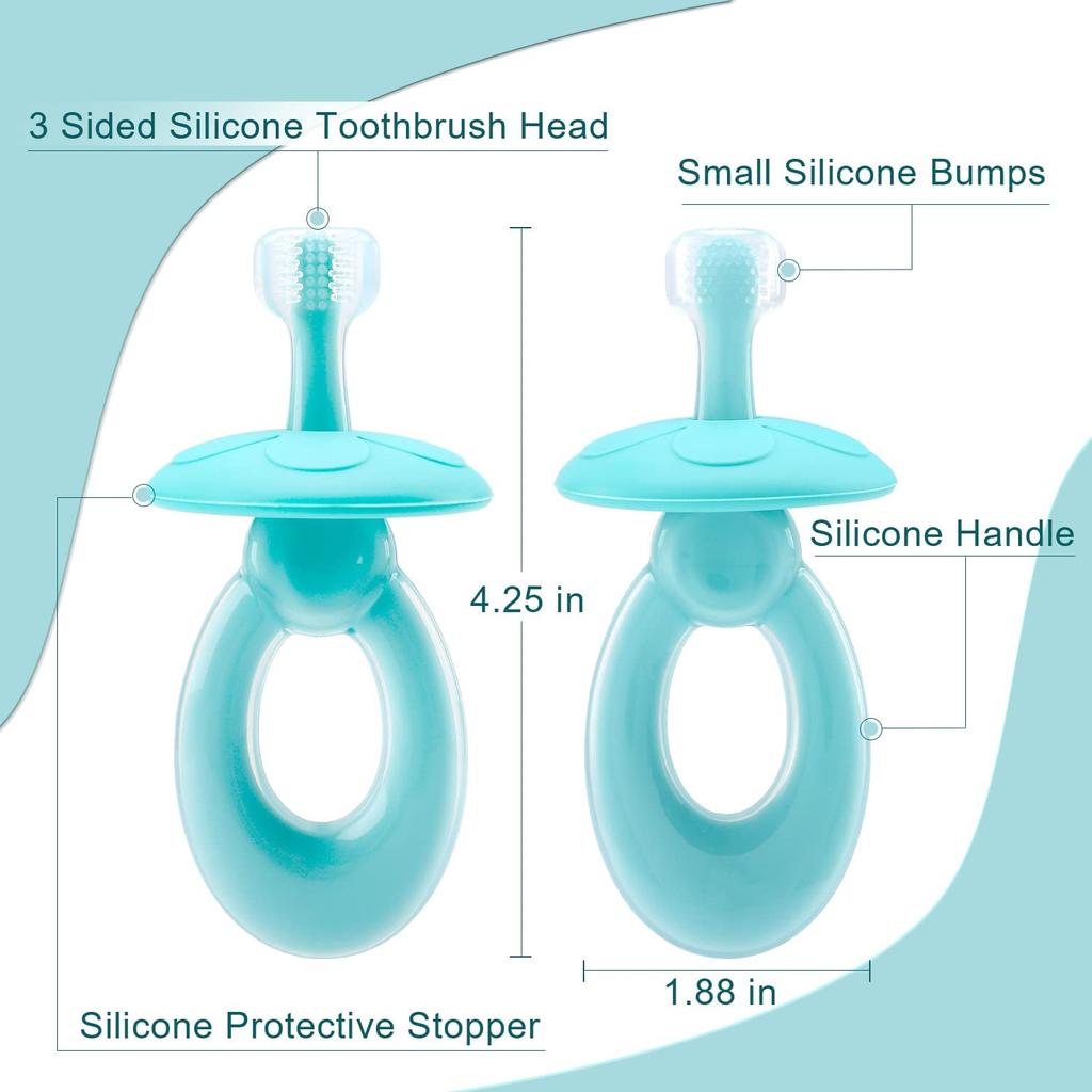 Baby Toothbrush Toddler Toothbrush for Age 0-5 Years Old, BPA Free Silicone Infant Toothbrush for Baby Gum Care with Baffle To Prevent Swallowing