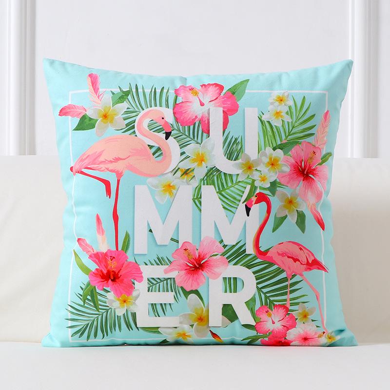 Flamingo Pillow Cushion Ins Wind Velvet Pillow Waist and Back Cushion Printed Square Pillow