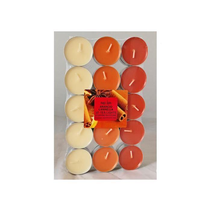 Bougies Parfumées - Magic Light - Orange-Cannelle - 30 Unités - 12g - Intérieur