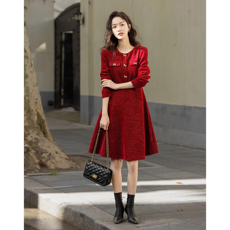 Demana Velvet Bow Puff Sleeve A-Line Dress
