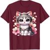Cute Cat with Cherry Blossoms Cat T-Shirt