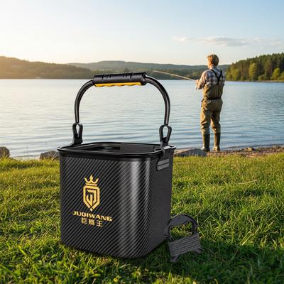 Opvouwbare Visemmer 13L Draagbare Levende Vis Container met Handvat voor Buiten Baars Forel Vissen Waterdichte Oxford Stof