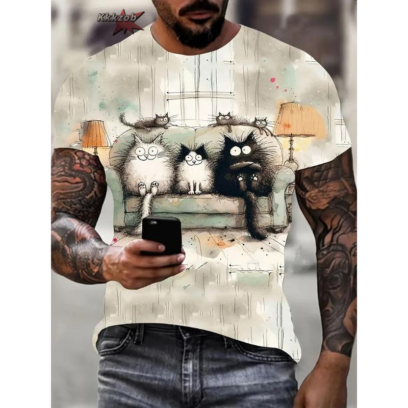 Summer Men Vintage T-Shirt 3D Printed Funny Graphic Tops Tees Male Casual