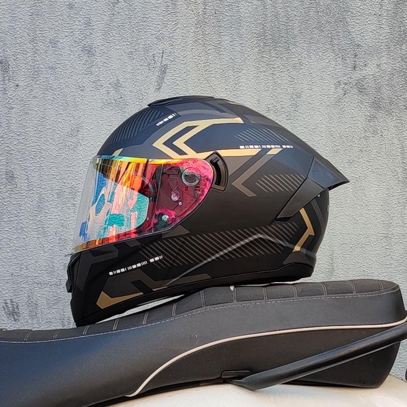 Motorcycle Helmet Men and Women Double Lens Party Sports Car Helmet New National Standard Four Seasons Personalized Bluetooth