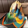 Beach Sunscreen Kerchief Luxury Design Square Scarves Women Popular 70X70CM Silk Hijab  The Four Seasons Headscarf