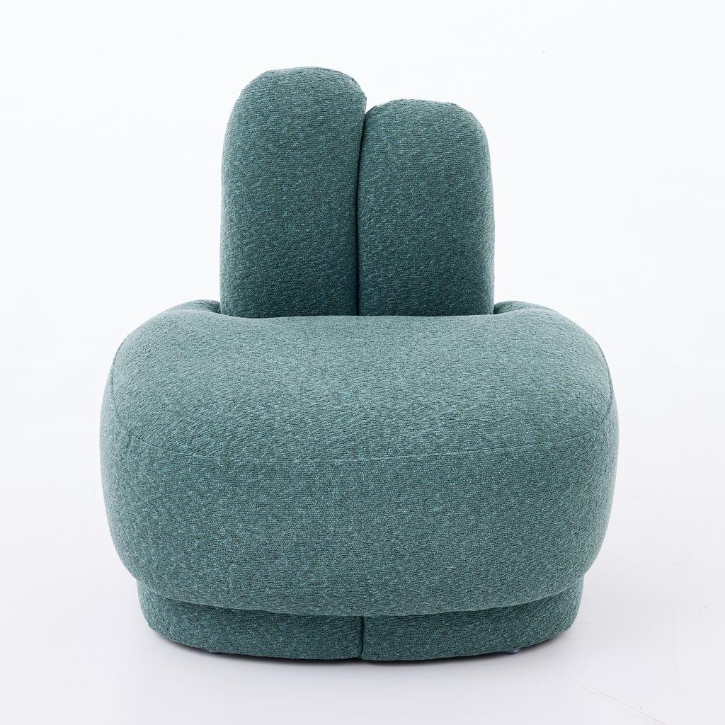Cozy Bunny-Ear Fabric Ottoman - Fixed Upholstered Stool with Cute Ears, No Storage, Not Removable