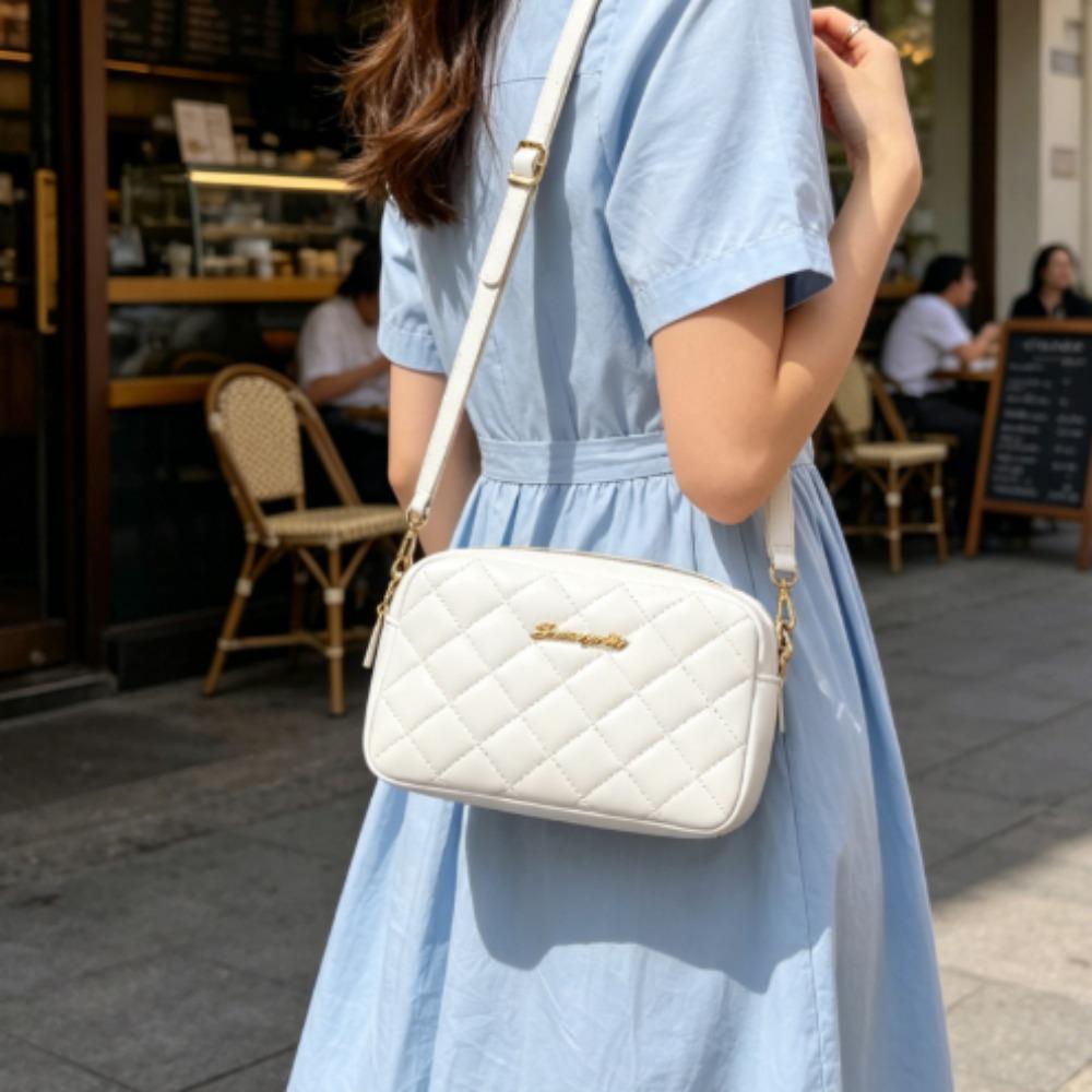 2026 Tassel Women's Small Crossbody Bag Trend Diamd Grid Embroidery Camera Women's Shoulder Bag Fashi Chain Crossbody Bag