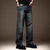 High-end American Retro Blue Jeans Men's Trendy Brand Casual Autumn Velvet Wide-leg Loose Straight Large-size Pants