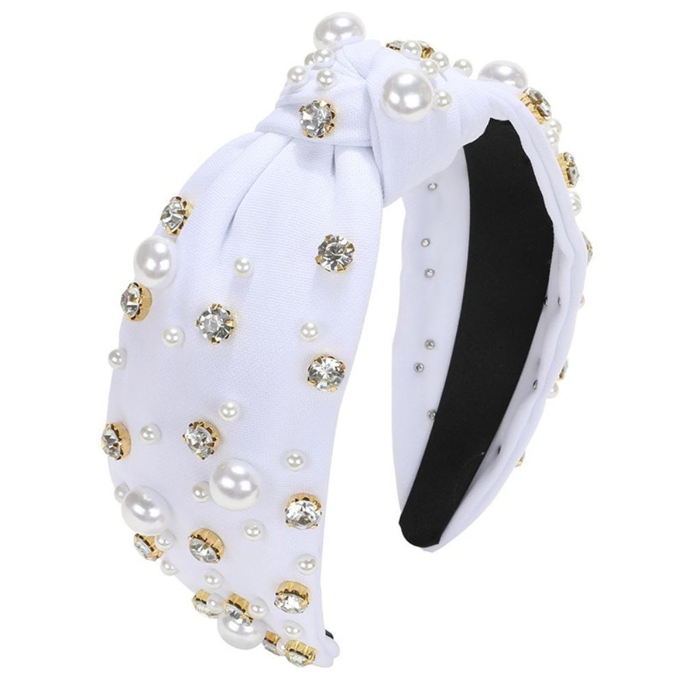 Luxury Twist Wide Edge Hairband Diamond Pearl Knotted Headband Pearl Headband  Trendy Headband