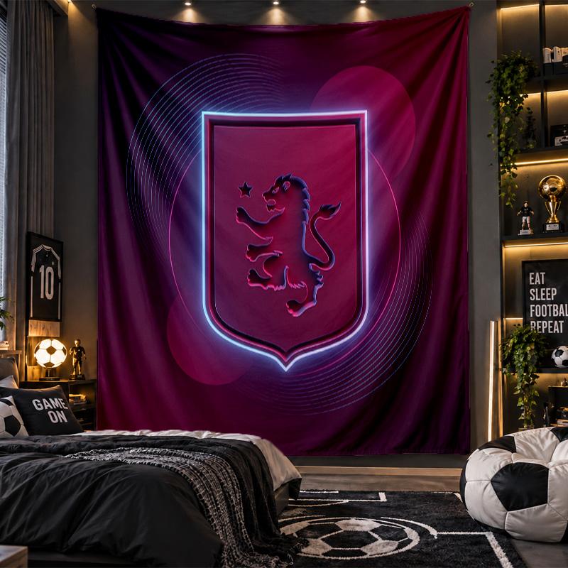 Wall Hanging Tapestry Aston Villa Football Print Cloth for Living Room Bedroom Home Decor