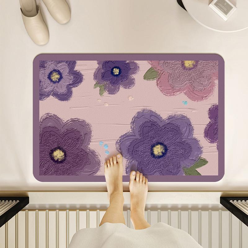 Diatom Mud Bathroom Absorbent Floor Mat Toilet Entrance Door Anti-slip Bathroom Mat Foot Mat Toilet Household Carpet