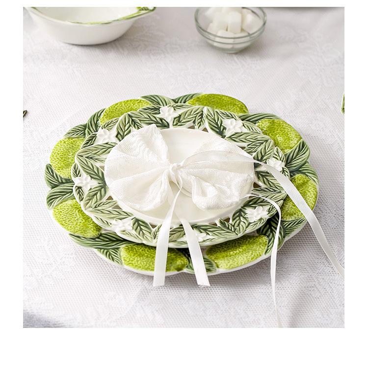 BRKeramický Ručně Kreslený Citronový Talíř Nádobí Restaurace Molekulární Gastronomie Nádobí Dezertní Svačinový Talíř Omáčník Ovocný TalířEY