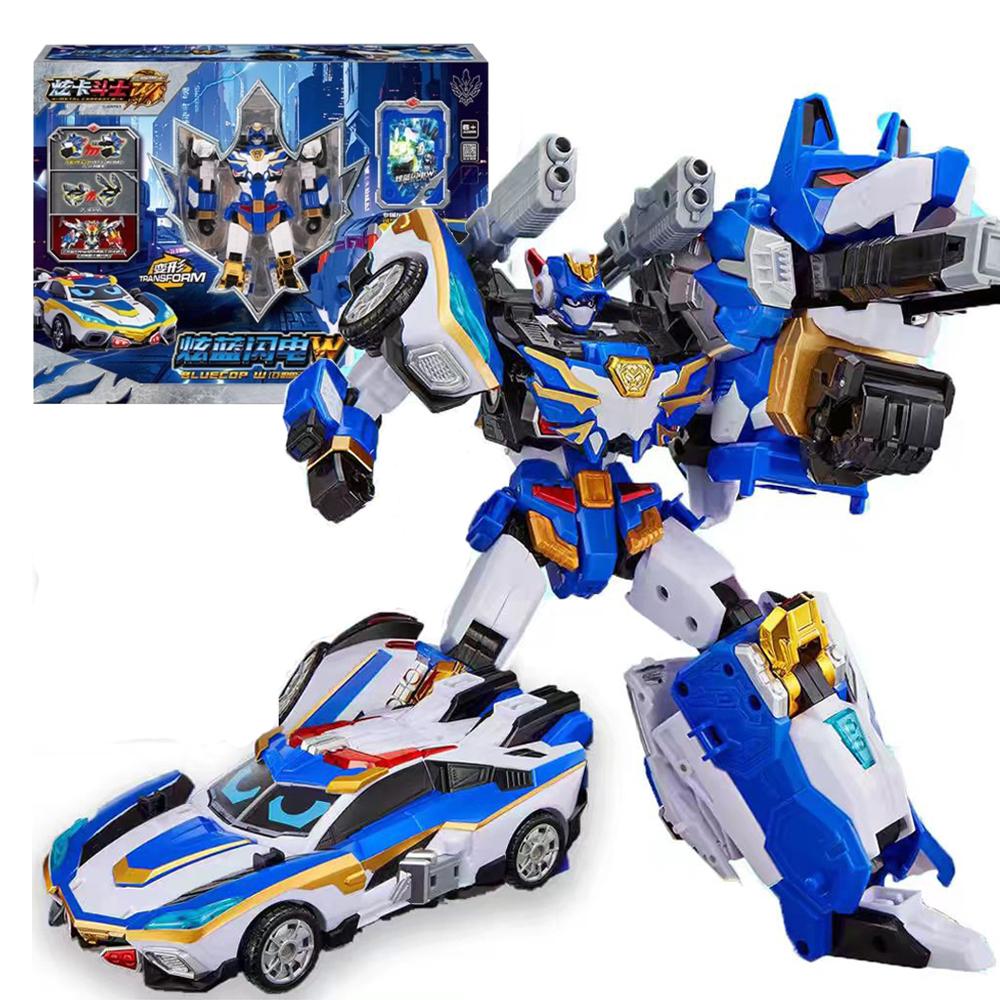 Metal Cardbot S BLUE COP W Transforming Robot Squad Car Card Toy Action Figure ABS Transformation Model Children Gift