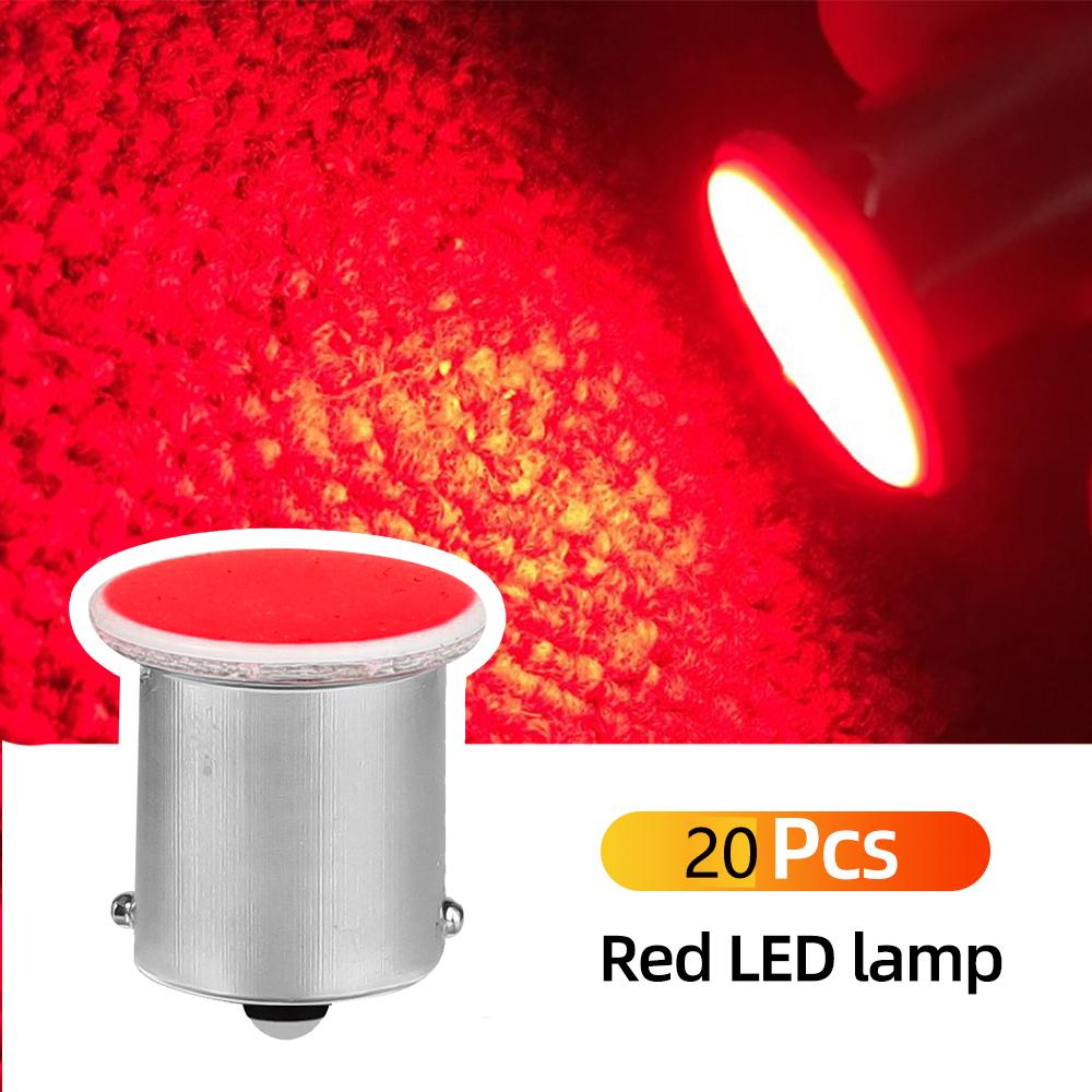 20pcs Super Bright S25 1156 Led COB 12SMD 1156 BA15S P21W Auto Car Signal Reverse Parking Led Lights 12V 24V Auto White Led