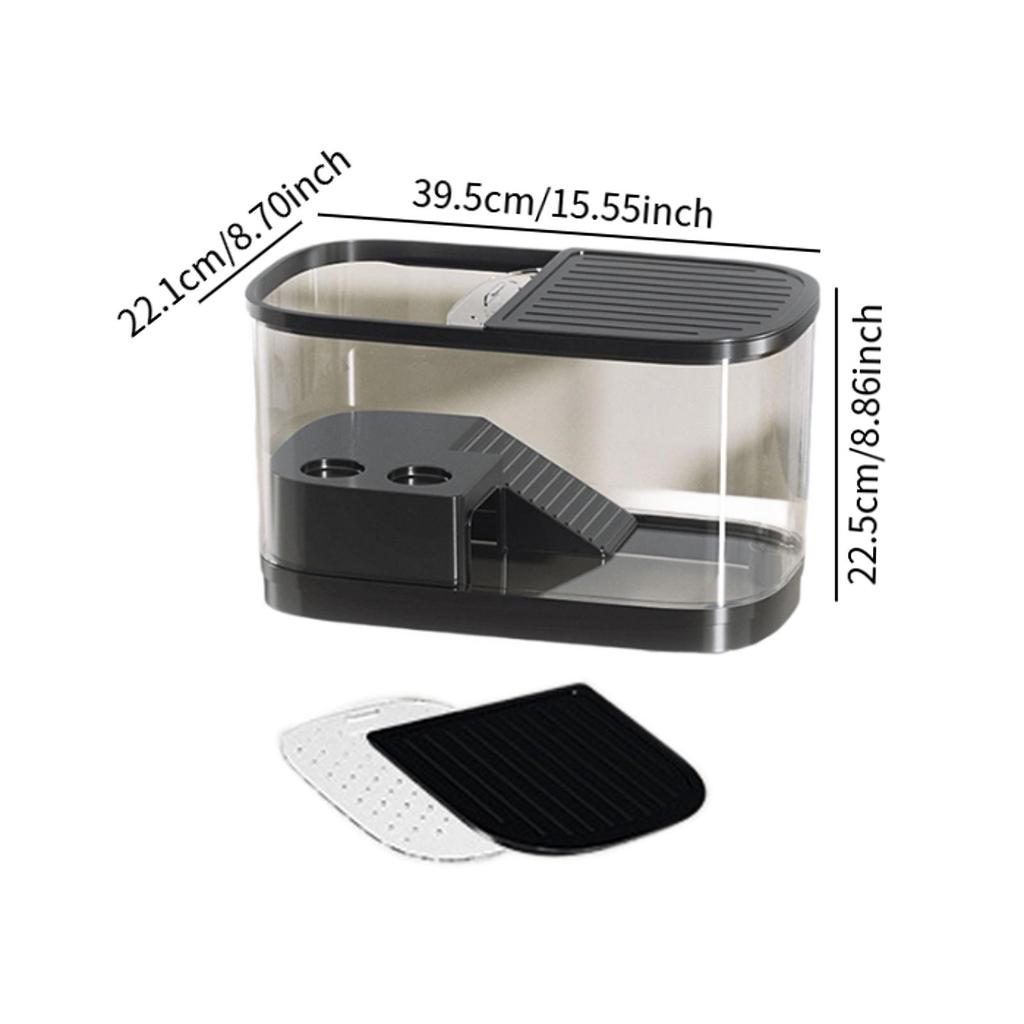 Plastic Fish Tank Household Aquarium Turtle Tank with Platform Reptile Habitat for Crabs Fishes Amphibians Reptiles