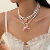 Cute Temperament Dopamine-colored Strawberry Pendant Multi-layer Beaded Bracelet Necklace Set for Women Girl Friend Jewelry Gift