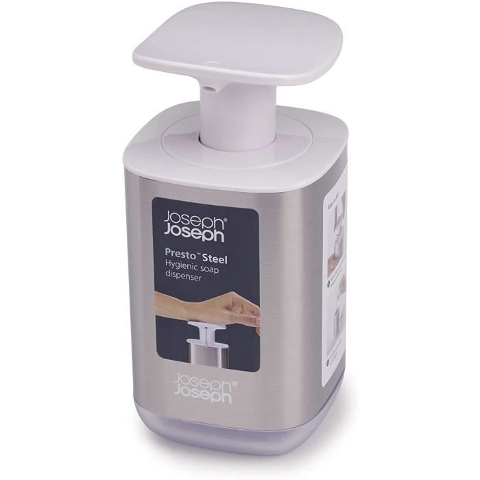 Distributeur de savon - joseph joseph - presto - 350 ml - acier inoxydable - argent