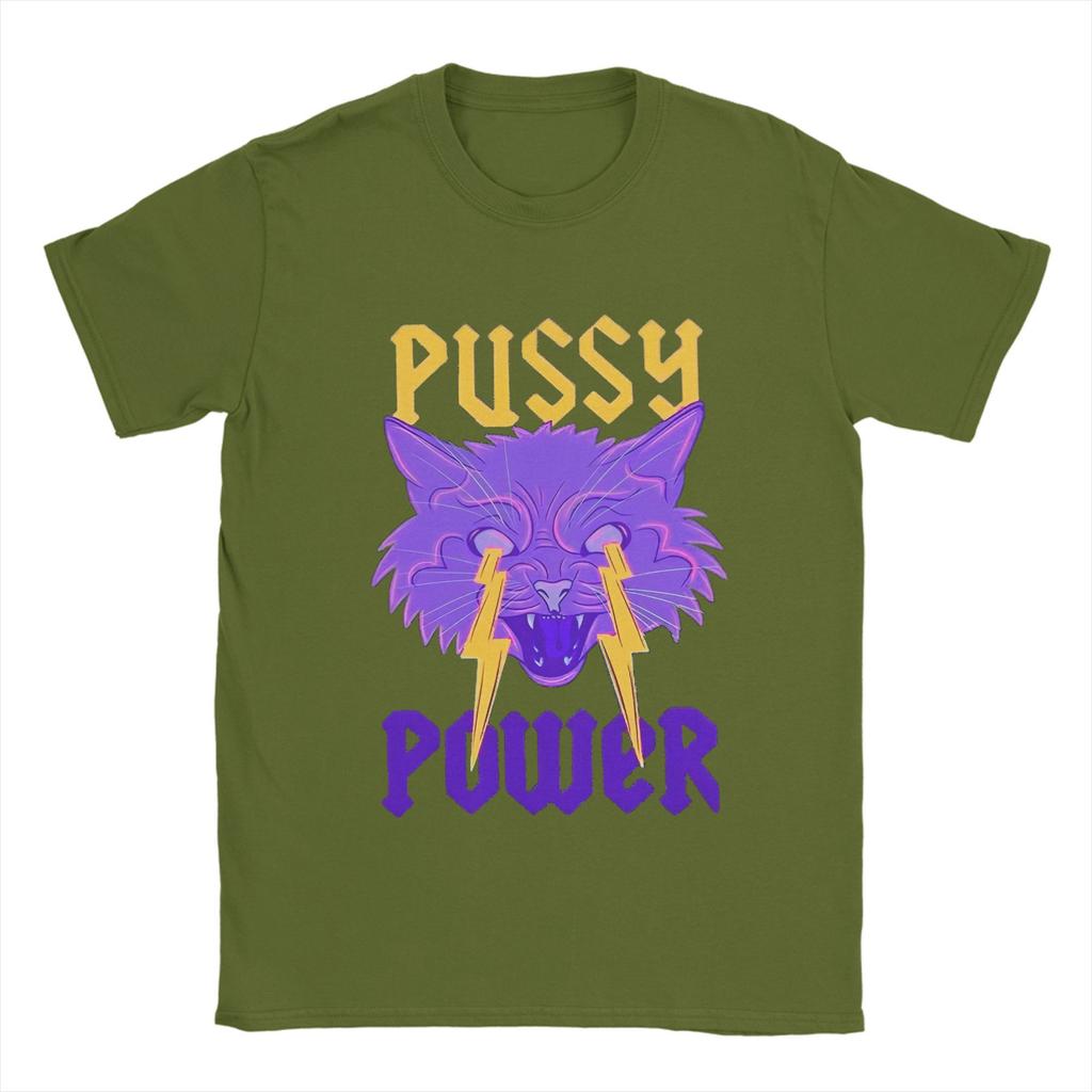 Casual T-Shirt Beach Pussy Power  Trendy Cool T-Shirts  Funny Cotton Tee Shirt for Men Aesthetic Printed Short Sleeve Top Tees