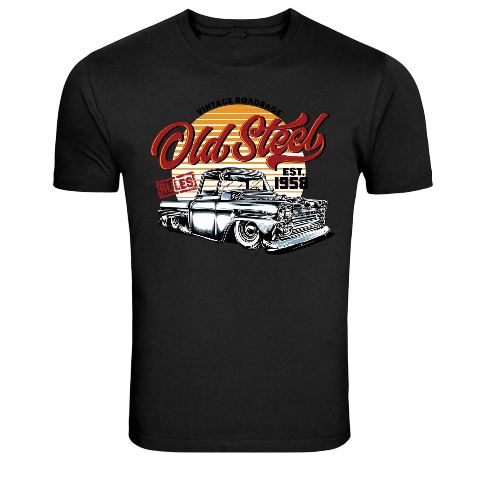 Vintage Old Steel Classic Pickup Truck Graphic T-Shirt L