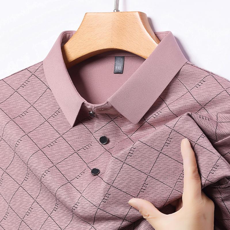 

Summer Ice Silk Polo Shirt New Middle Aged and Elderly Short Sleeved Top Casual Thin Half Sleeve 3XL