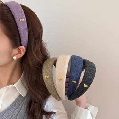 Lazy Old Man's Elegant Style Wide-brimmed Hairband with Vintage Velvet Finish High-Crown Headband Hairpin
