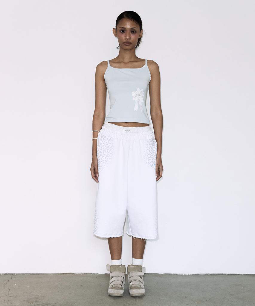 FANCY CLUB Leopard Sagging Bermuda Shorts (White) F26Qd403
