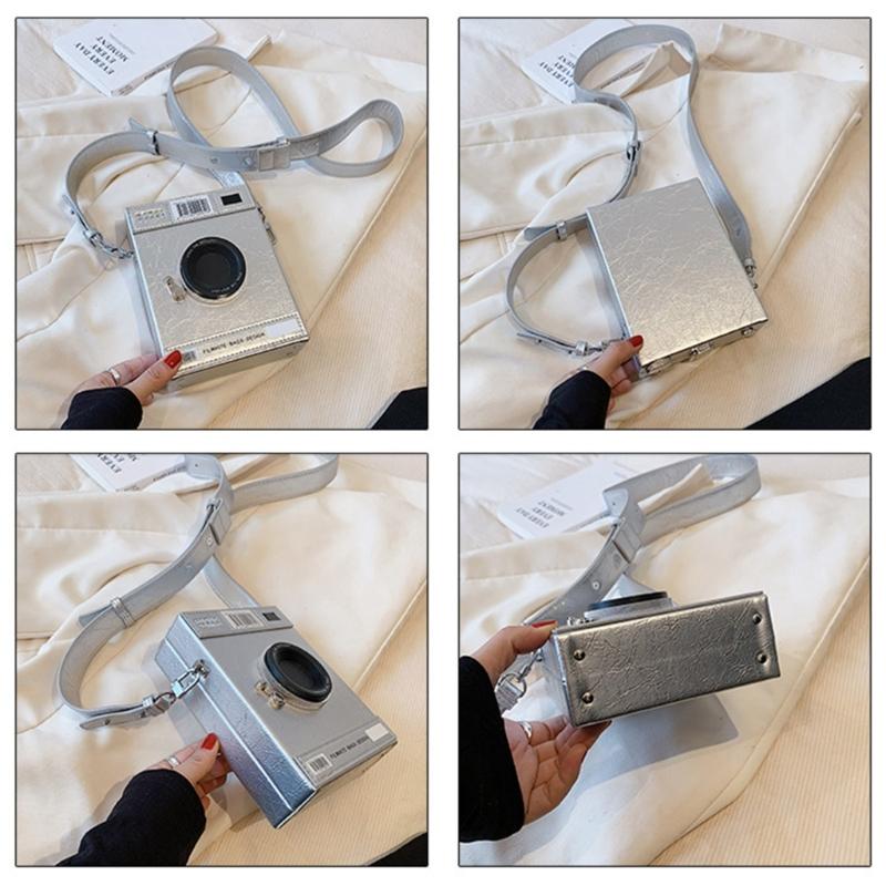 Camera Box Shaped Shoulder Tote Bag Top Handle Purse Crossbody Handbag for Women Girls