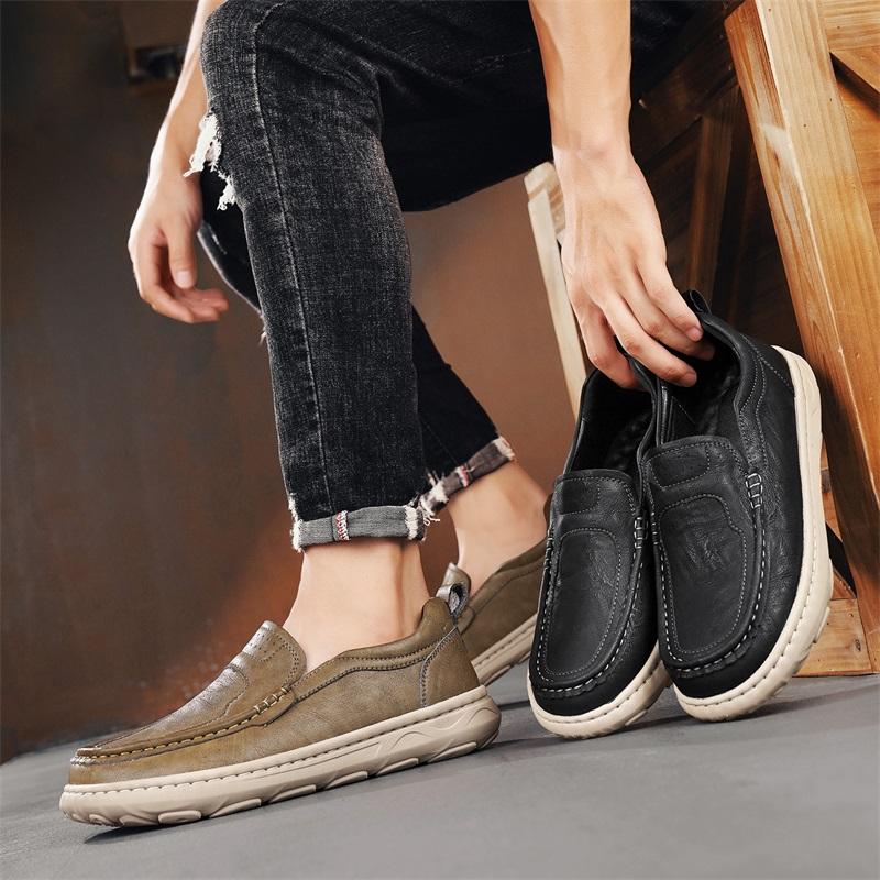 Herrskor i läder Slip-on Casual Sneakers Ballerinaskor Promenadskor