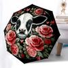Highland Cattle Pattern Folding Umbrella Fashion Auto-Open 8 Iron Ribs Plastic Handle Foldable Sunshade Perfect Christmas Gifts