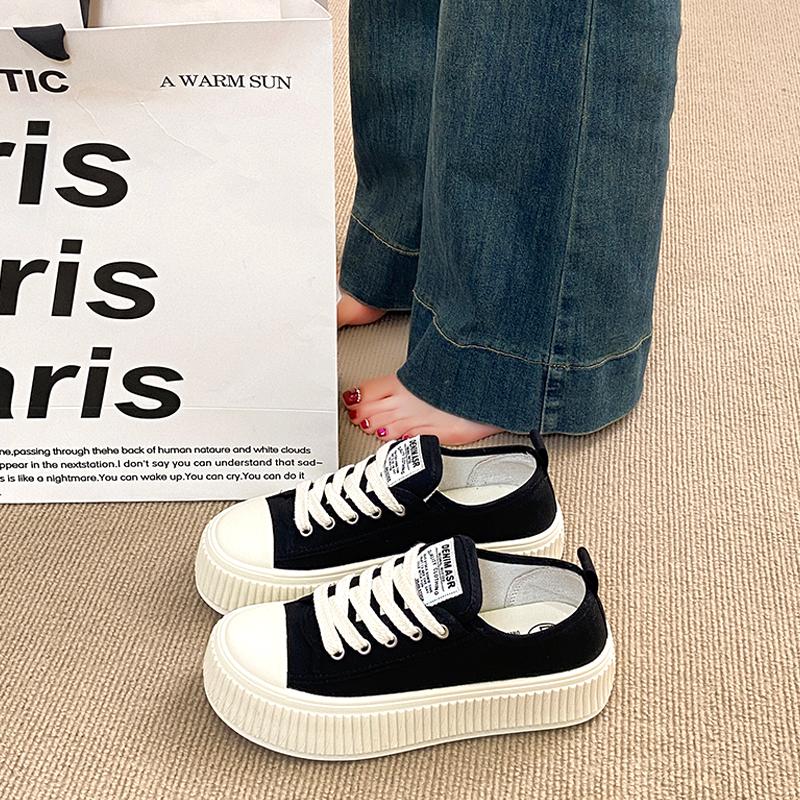 Black canvas shoes new summer platform heightening sports shoes board shoes casual biscuit shoes