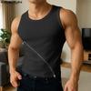 INCERUN Men O Neck Sleeveless Zip-up Casual Sport Slim Tank Tops Undershirts