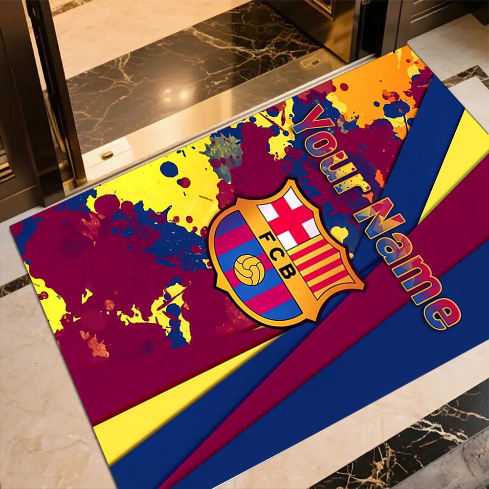 Barcelona Club Customize Text Floor Rug Office Rug Perfect for Entryway Study room Dormitory Decorate room Anti-slip Rug Decorate Offices
